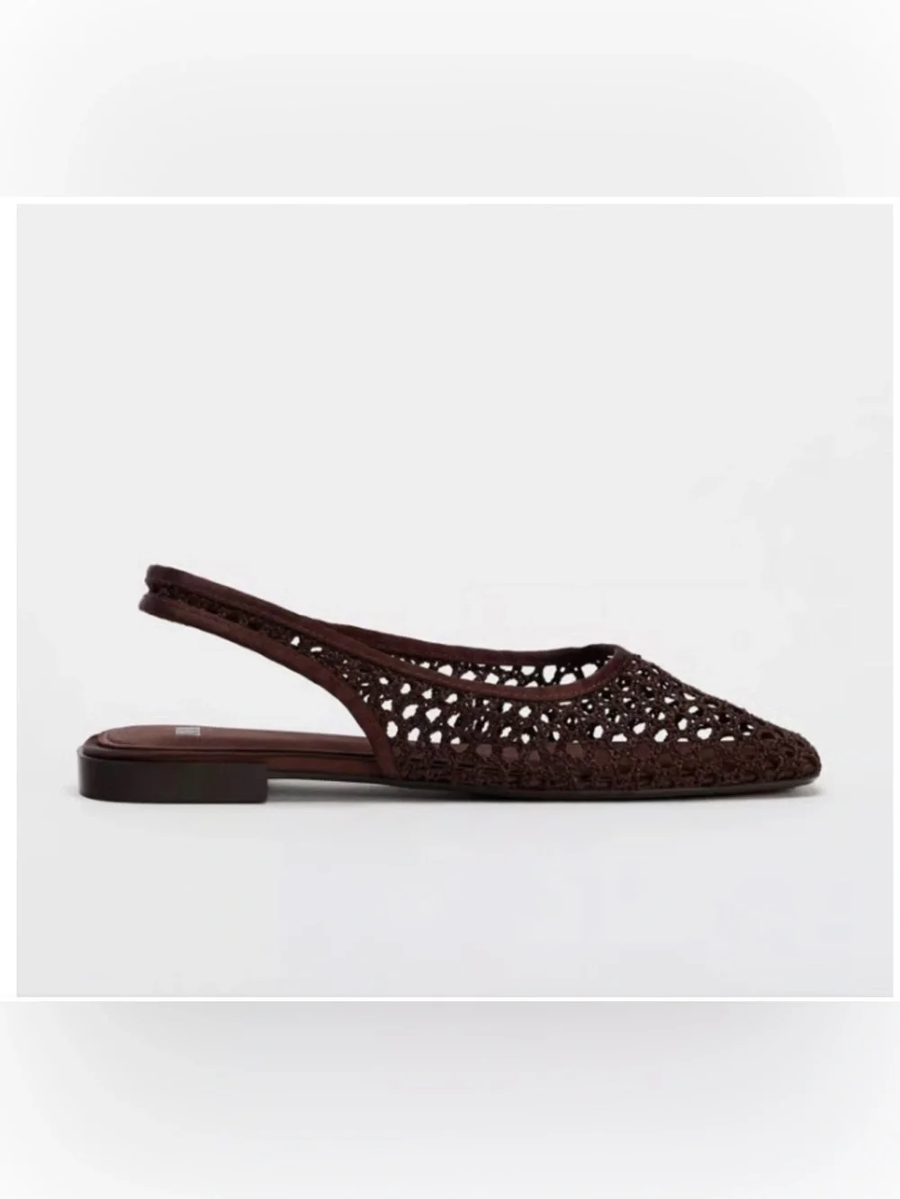 Zara Brown Crochet Slingback Flats - Picture 2 of 6